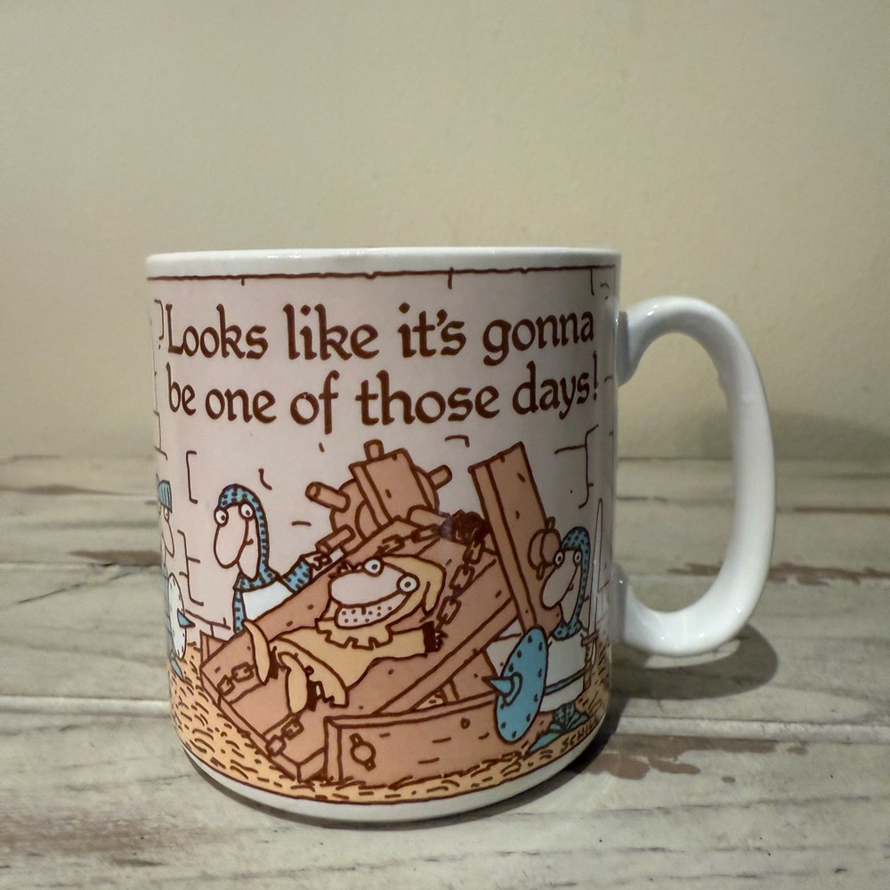 Vintage Cartoon Knight Dungeon Medieval Humor Mug 1984 Roundtable